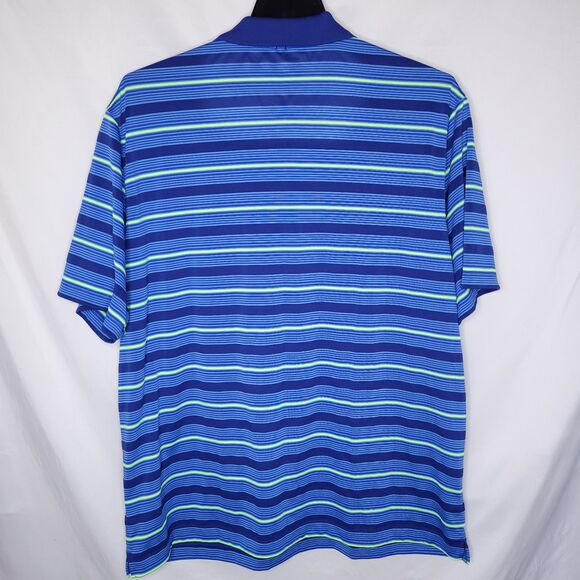 Nike Polo Shirt Mens XXL Striped Blue, Green Tour Performance Dri Fit Golf - Picture 5 of 11